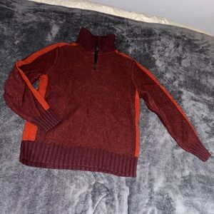 GAP Men's Zip Up Sweater - Burgundy and Orange